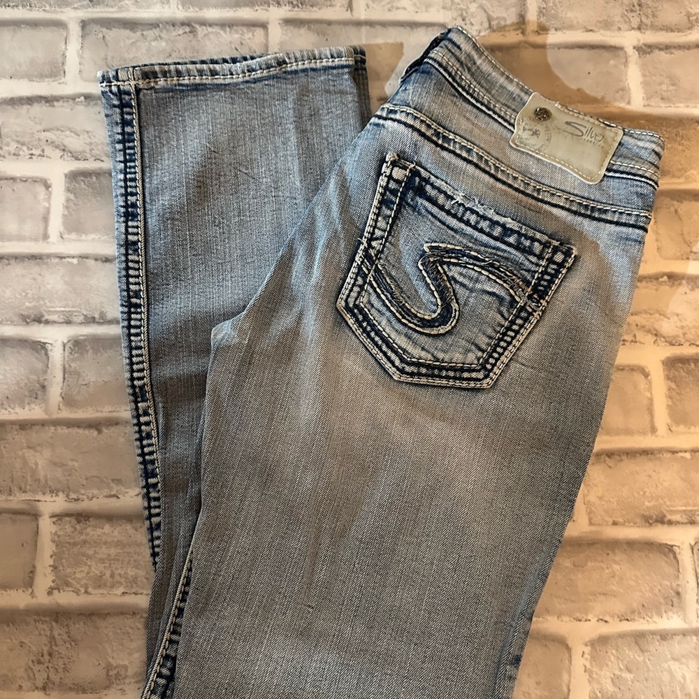 Silver Jeans Women's Faded Blue Boot Cut Jeans